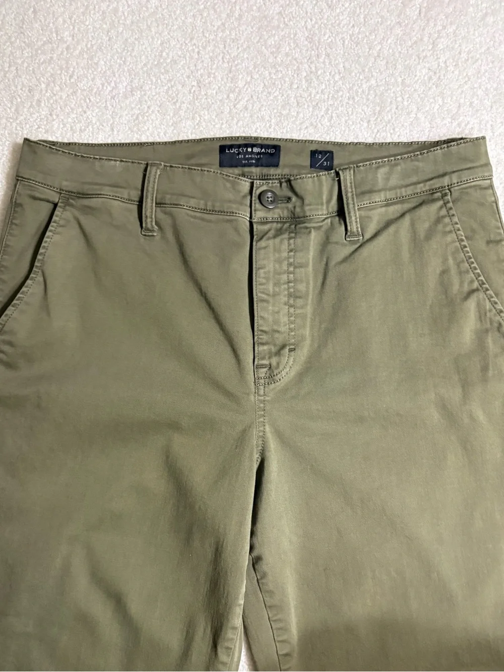 NWOT Lucky Brand Women’s Mid-Rise Crop Wide Leg Pants Size 12/31 Olive Green